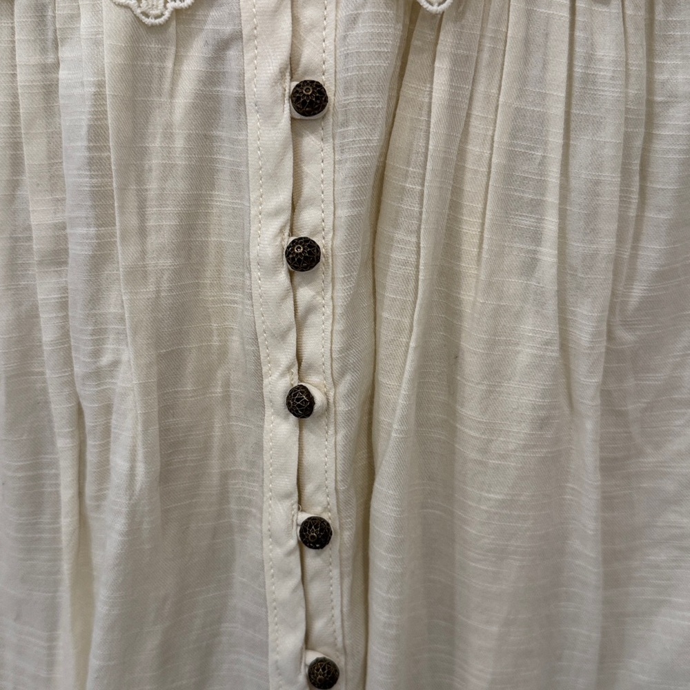 NWT Anthropologie Pilco Lace Yoke Peasant Elegant Cream Lace Blouse - Picture 8 of 11